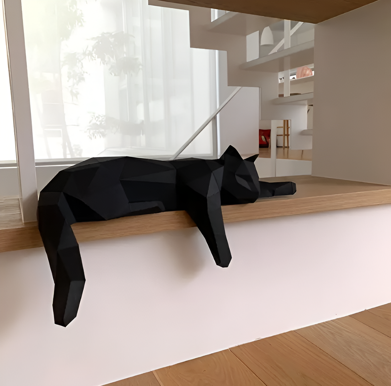 OriPurr - artistieke diy zwart wit 3D slapende origami Kat decoratie