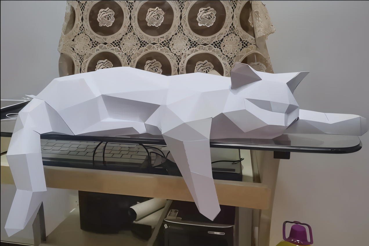 OriPurr - artistieke diy zwart wit 3D slapende origami Kat decoratie
