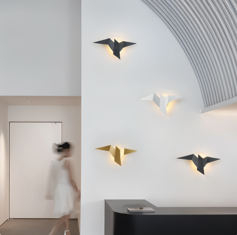 OriTori wandlamp - geometrische origami vogel wandlamp - japanse stijl wandlamp ontwerp