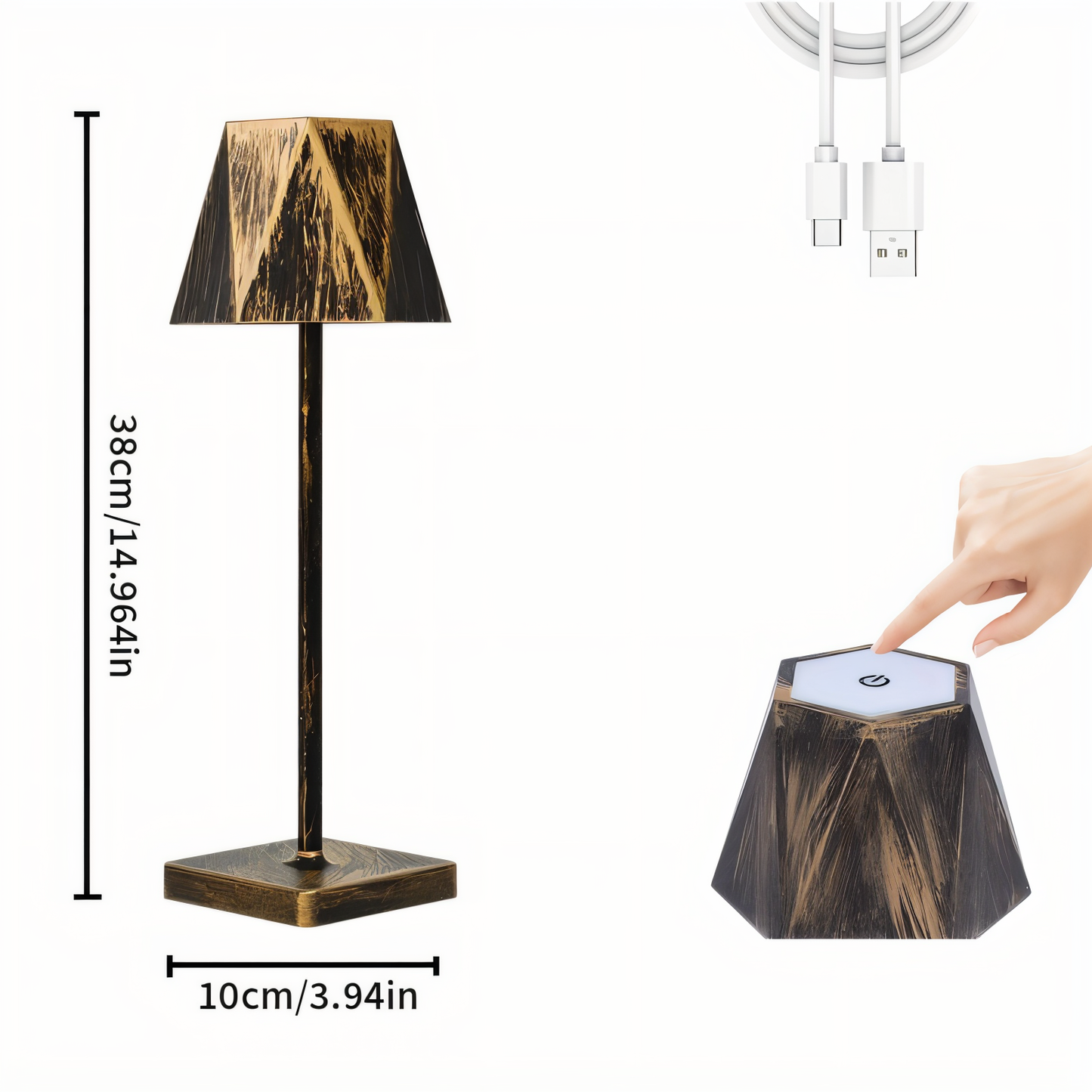 PolyLamp - draagbare zeshoekige led tafellamp - waterdicht en oplaadbaar