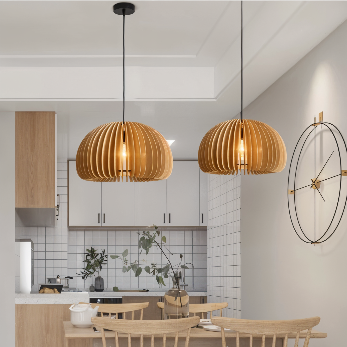 Wooden Dream hanglamp - handgemaakte rustieke houten kunst plafondlampen
