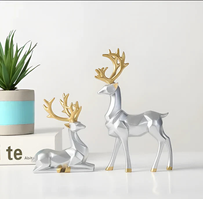 Rendierfiguur - 2-delige rendierdecoratieset van hars