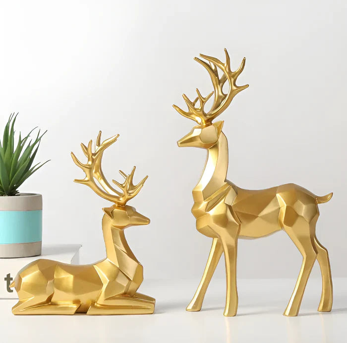 Rendierfiguur - 2-delige rendierdecoratieset van hars