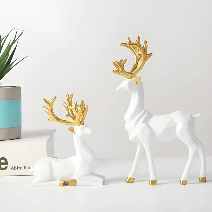 Rendierfiguur - 2-delige rendierdecoratieset van hars