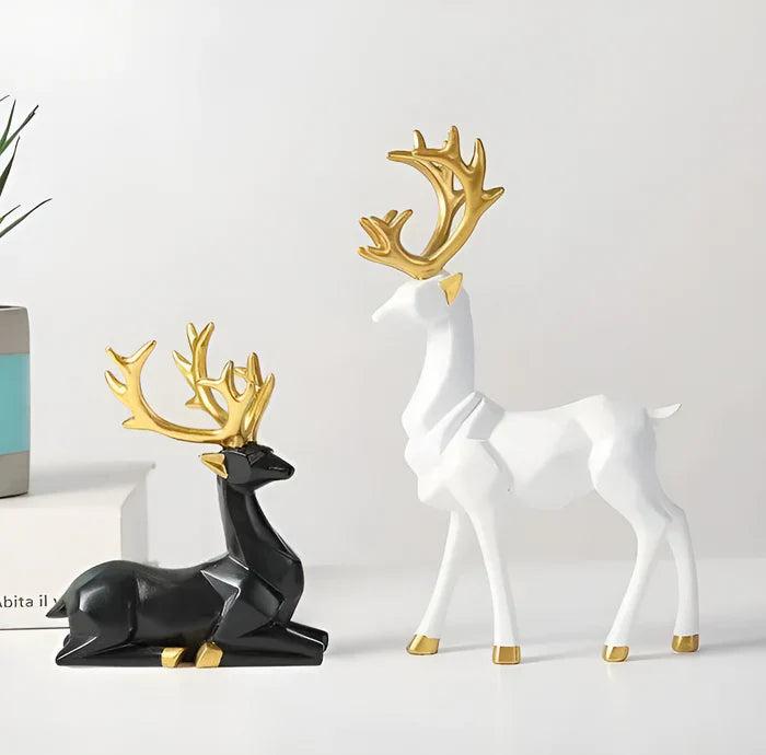 Rendierfiguur - 2-delige rendierdecoratieset van hars