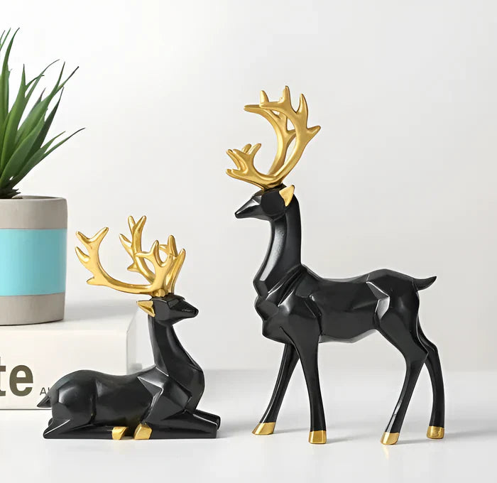 Rendierfiguur - 2-delige rendierdecoratieset van hars