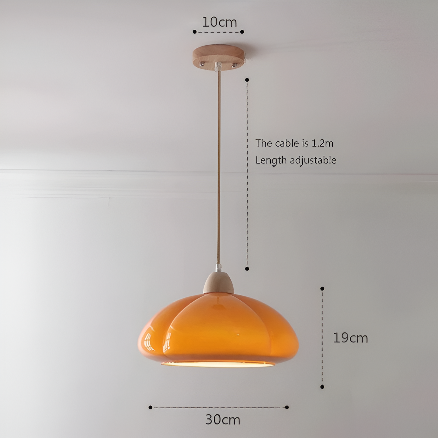 Retro pompoen hanglampen - scandinavische hanglamp van glas en hout