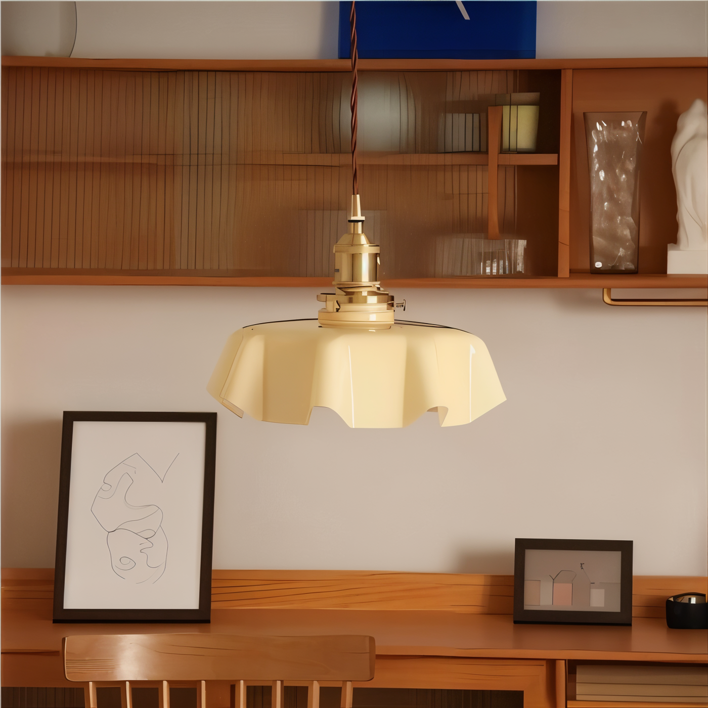 RetroTint hanglamp - bloemvormige led-hanglamp met crème glazen kap