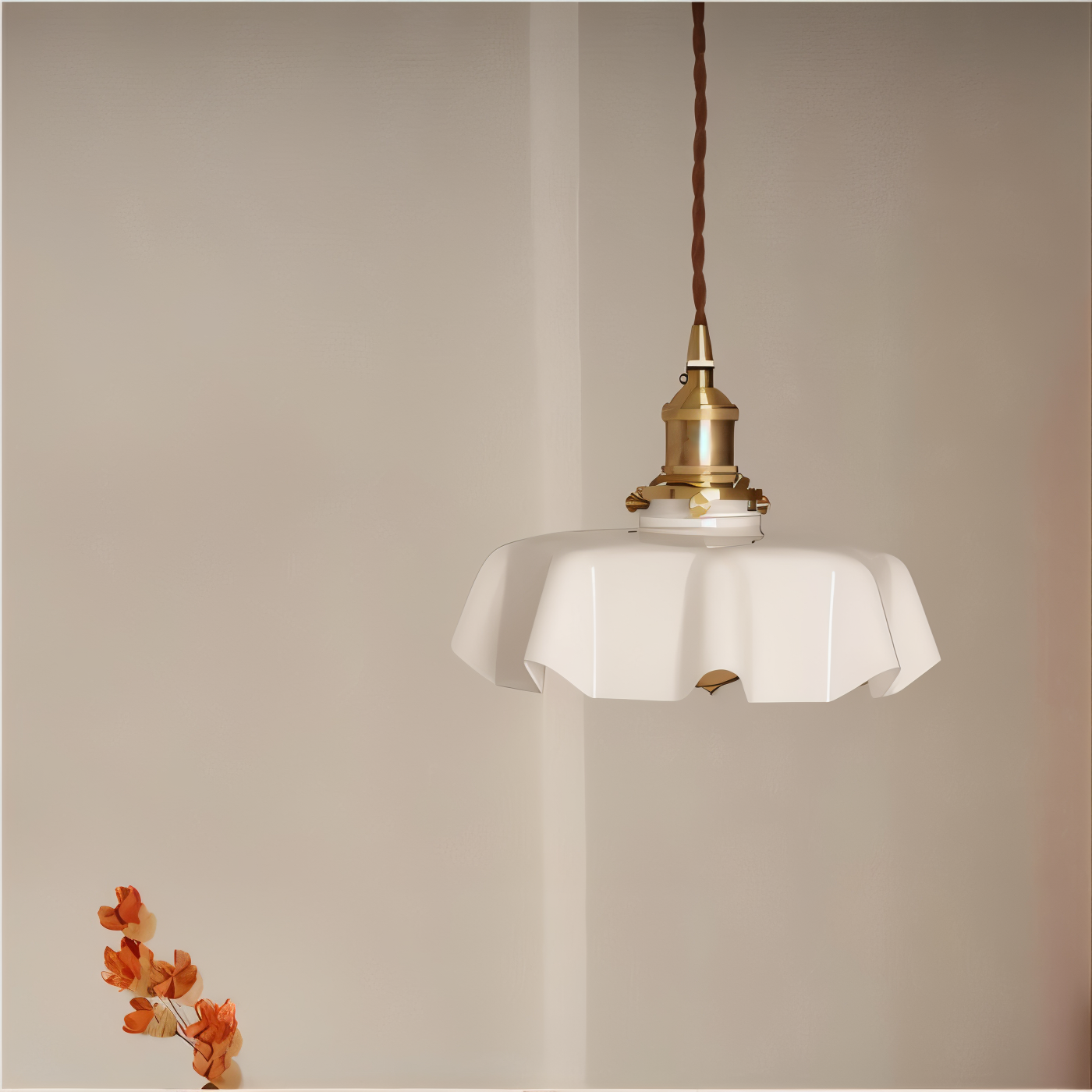 RetroTint hanglamp - bloemvormige led-hanglamp met crème glazen kap