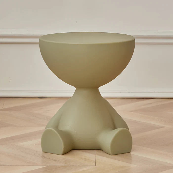 Ronde crème bijzettafel - zwarte ronde salontafel - leuke plastic bijzettafel