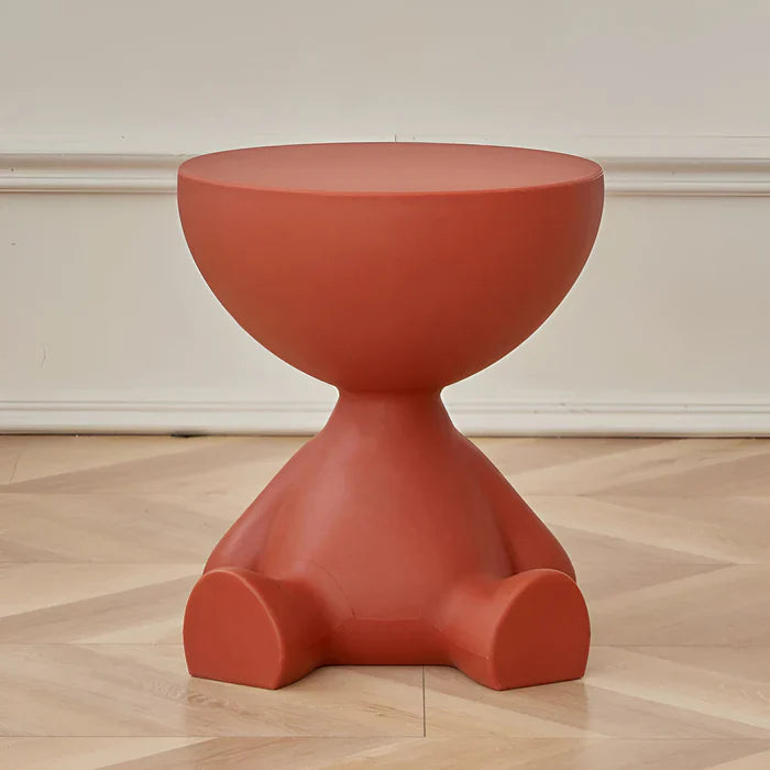Ronde crème bijzettafel - zwarte ronde salontafel - leuke plastic bijzettafel