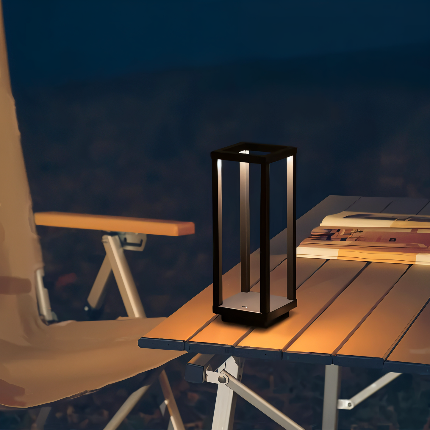 VerticaBeam - 3D rechthoekige zwarte led tafellamp