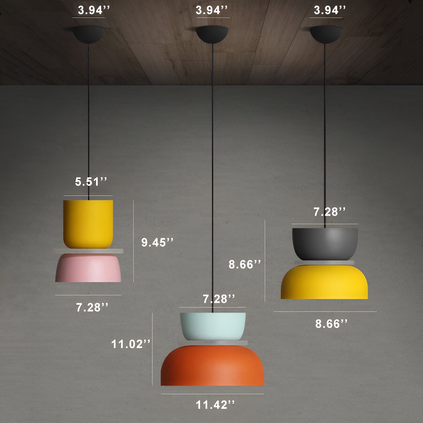 VividGlow - levendige metalen macaron led hanglamp