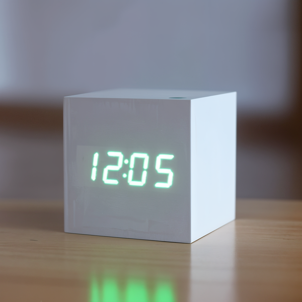 Digitale LED wekker - kubusklok - houten klok