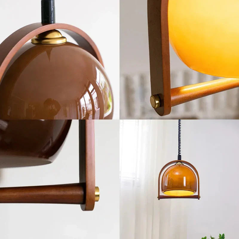Vintage bauhaus houten hanglampen