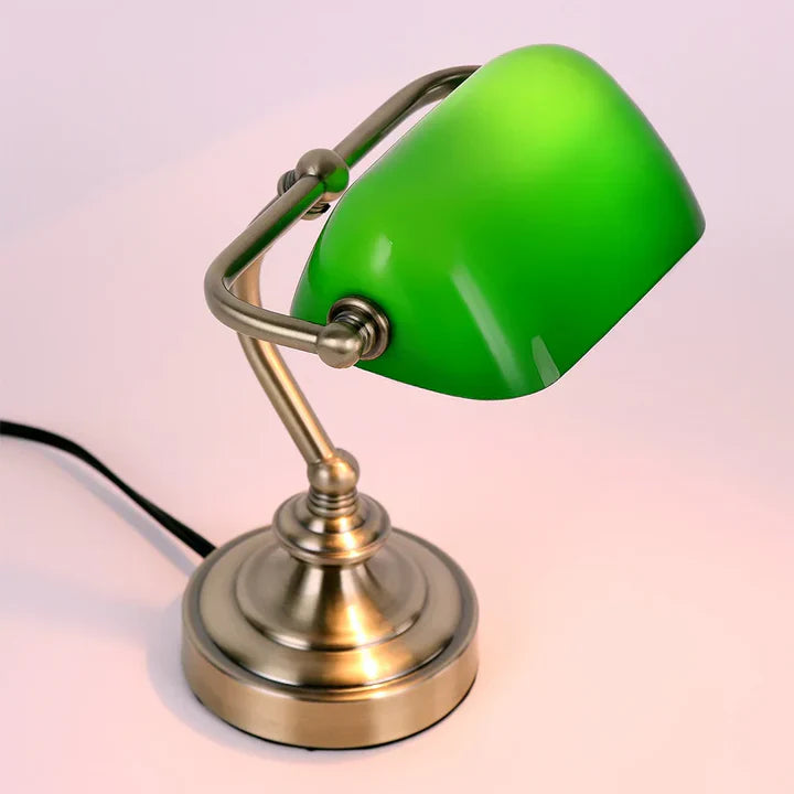 NostalGlow - retro mini bureaulamp metaal/glas
