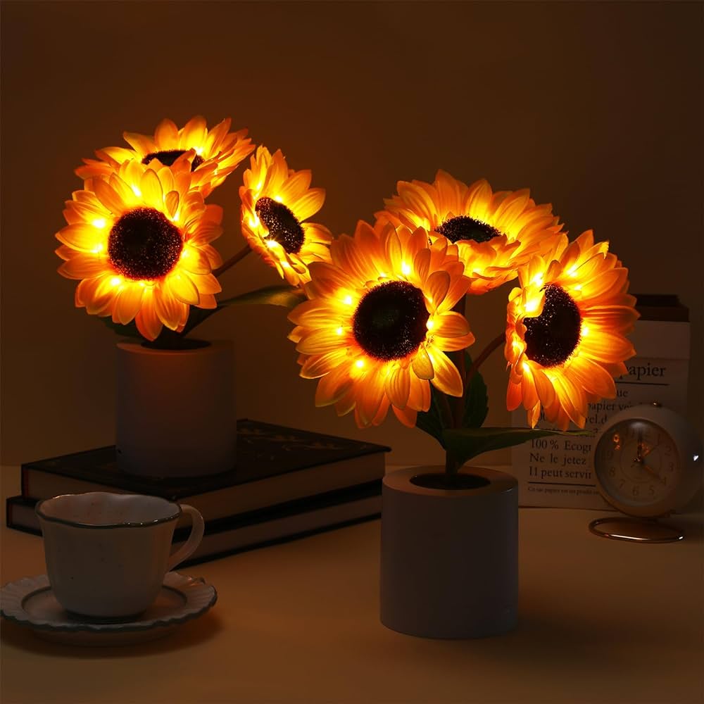 Glinsterende zonnebloemlamp
