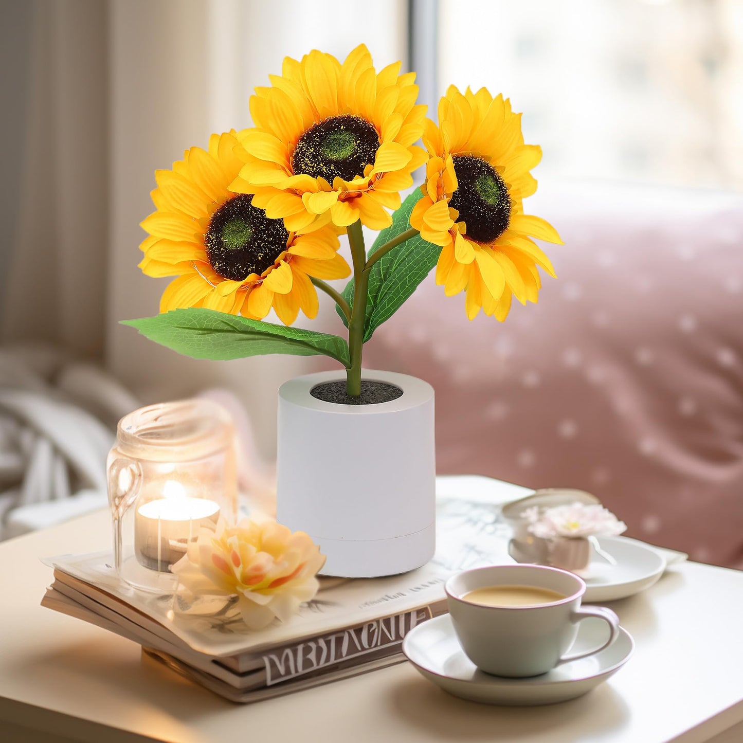Glinsterende zonnebloemlamp