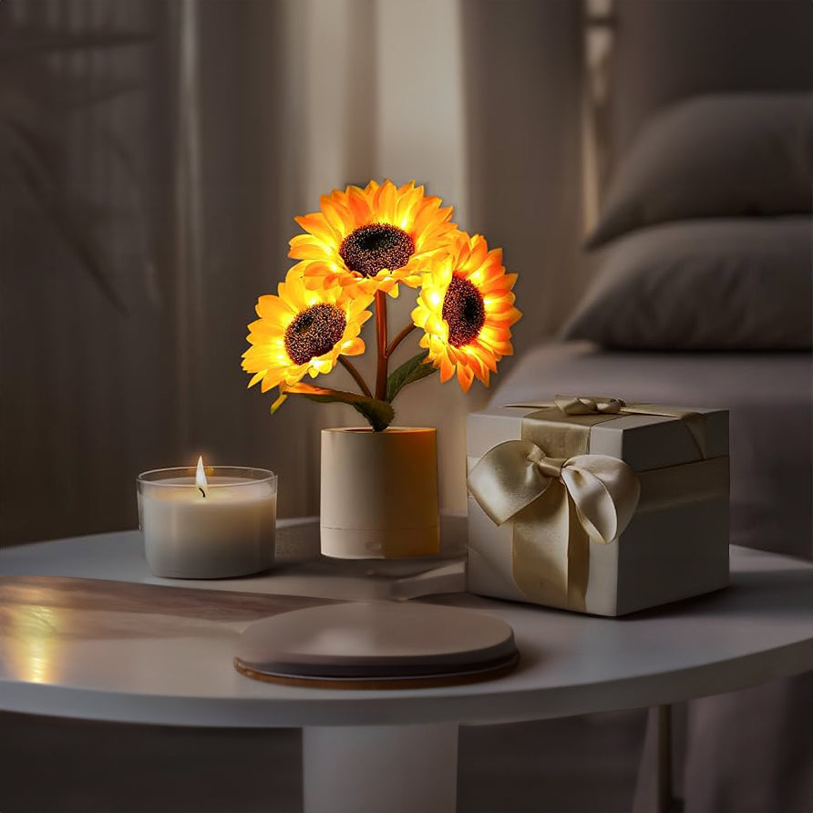 Glinsterende zonnebloemlamp