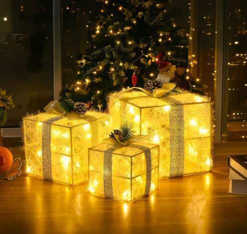 Goudglanzende geschenkdoosset –– elegante geschenkverpakking voor het perfecte kerstcadeau