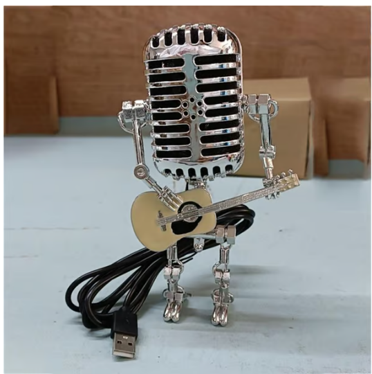 Vintage microfoon robot bureaulamp