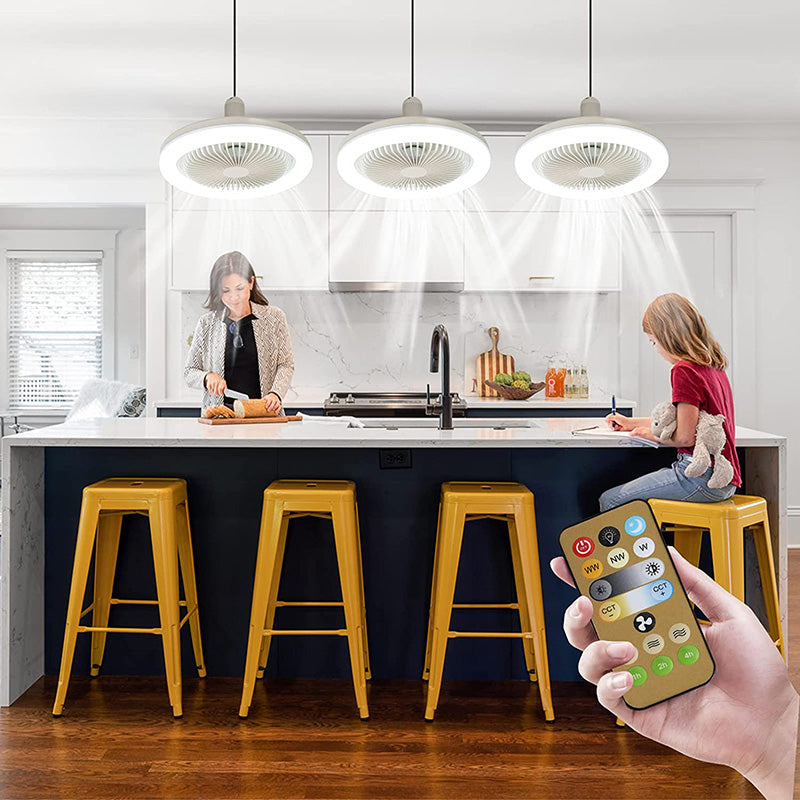 Plafondventilator met licht, in iedere lamphouder te schroeven, met afstandsbediening