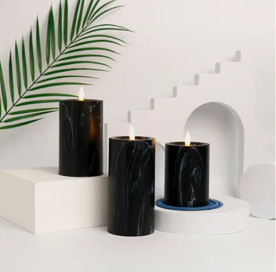 Candlylight | set van 3 led marmeren kaarslampen