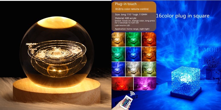 LED-wellen-projektionslampe – RGB, dimmbare tischlampe mit 16 farben