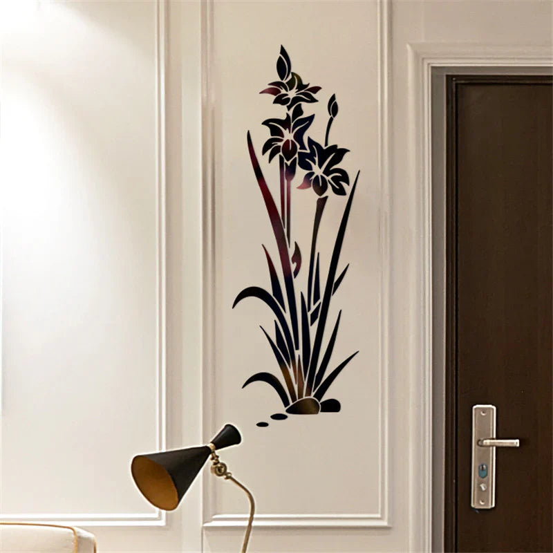 3D muursticker bloem kristal gras