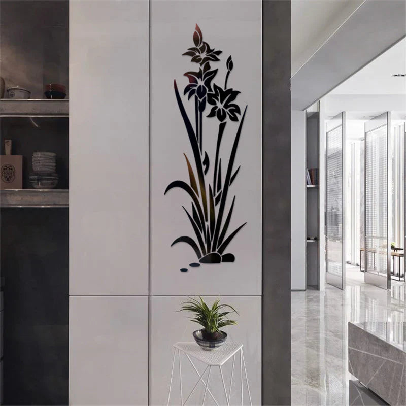 3D muursticker bloem kristal gras