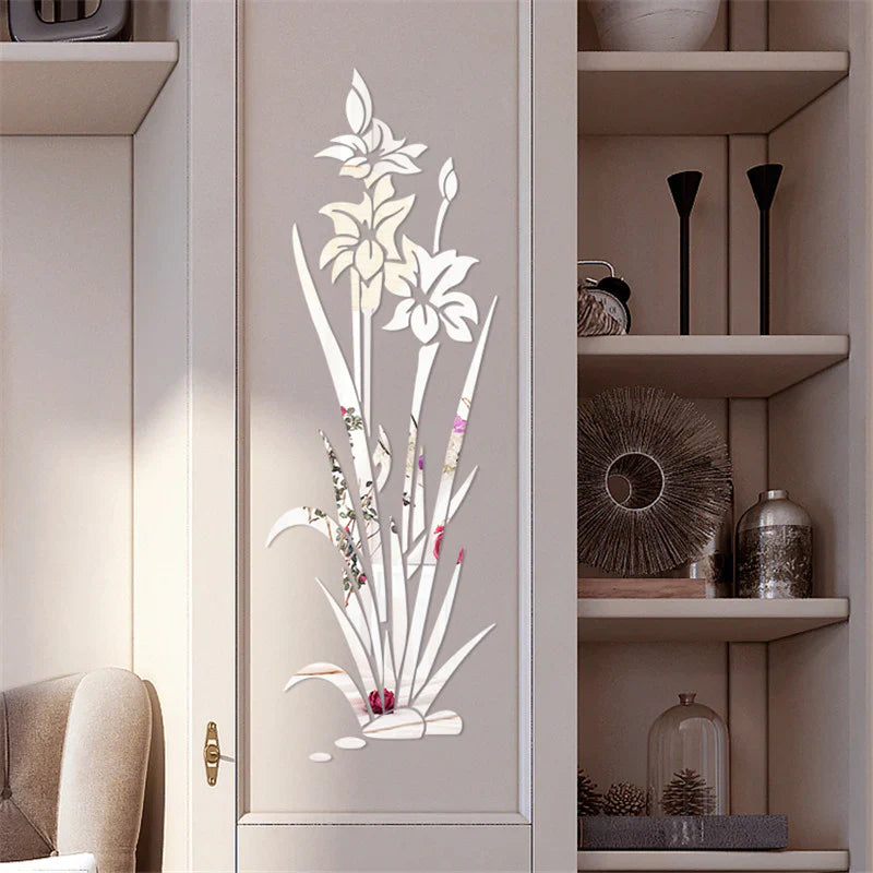 3D muursticker bloem kristal gras