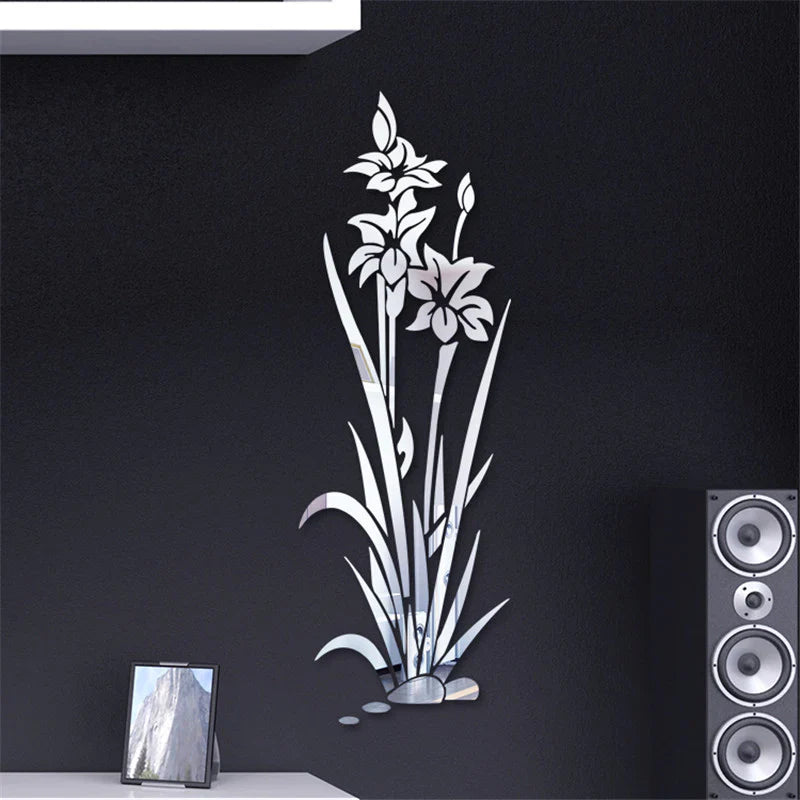 3D muursticker bloem kristal gras
