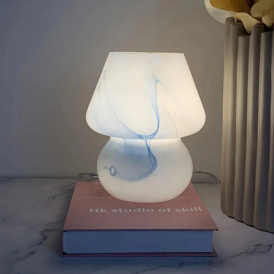 Glazen paddestoellamp - Vintage LED-verlichting voor slaapkamer en huisdecoratie