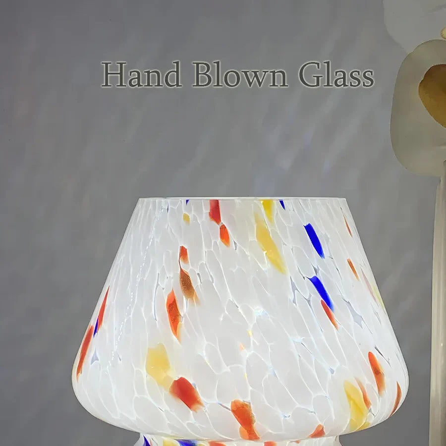 Glazen paddestoellamp - Vintage LED-verlichting voor slaapkamer en huisdecoratie