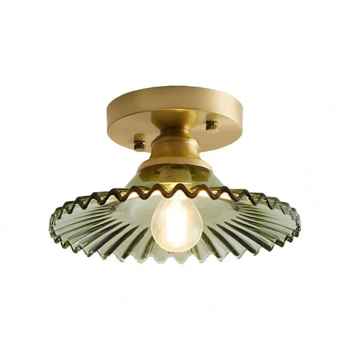 Vintage helder glazen geribbelde plafondlamp