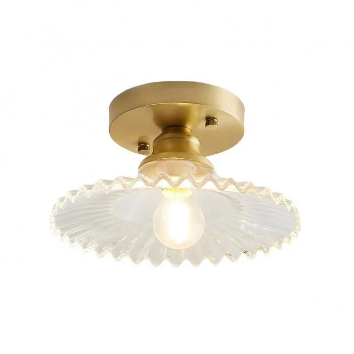 Vintage helder glazen geribbelde plafondlamp