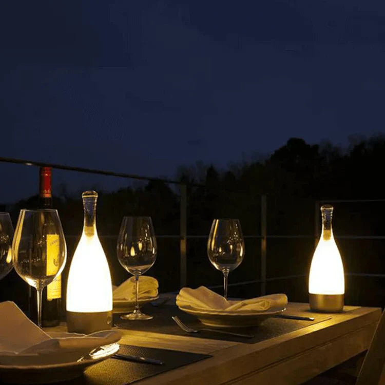 Oplaadbaar decoratief nachtlampje in de vorm van een wijnfles