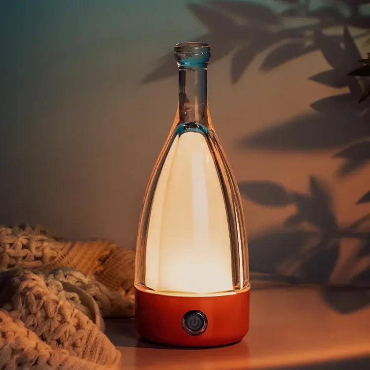 Oplaadbaar decoratief nachtlampje in de vorm van een wijnfles