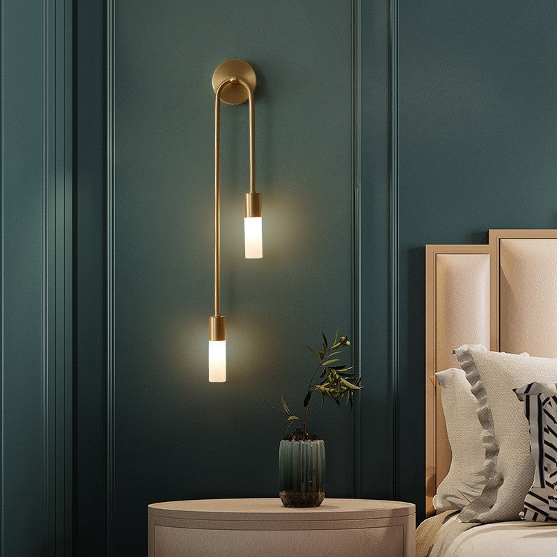 Moderne LED wandlamp meza, 2-lichts, staaf, goud, woonkamer