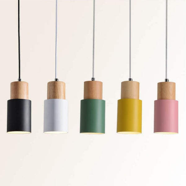 Nordic macaron cilinder aluminium 1-lichts enkele LED hanglamp