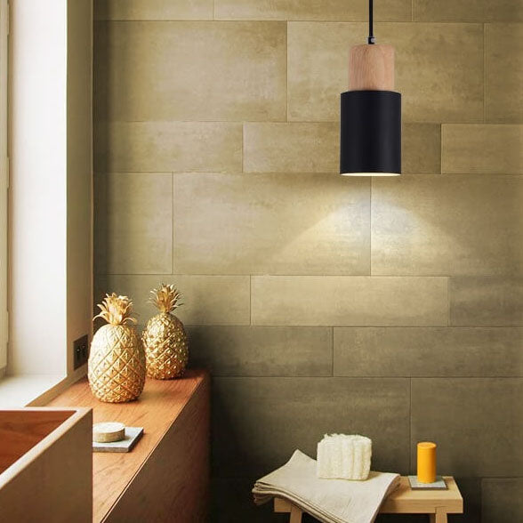 Nordic macaron cilinder aluminium 1-lichts enkele LED hanglamp