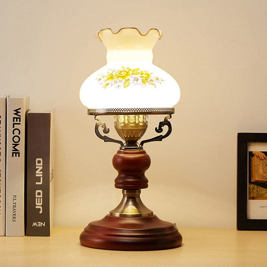 Glowsophie – urn tafellamp in rood en bruin