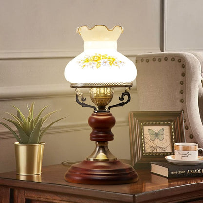 Glowsophie – urn tafellamp in rood en bruin