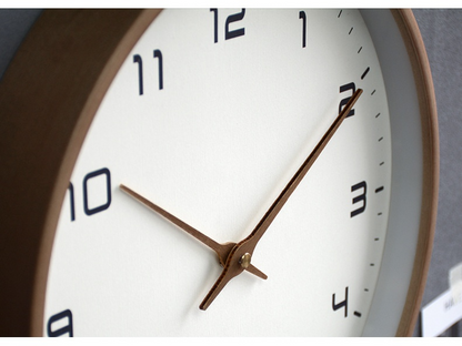 EleQuartz clock - ronde wandklok - noordse houten wandklok
