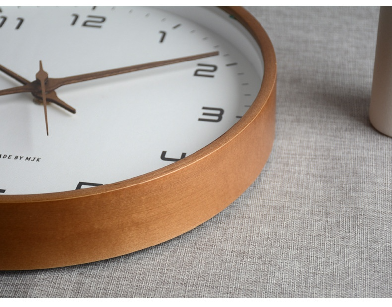 EleQuartz clock - ronde wandklok - noordse houten wandklok