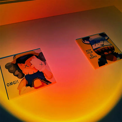 GlowBright - retro tafellamp met zonsondergangmotief
