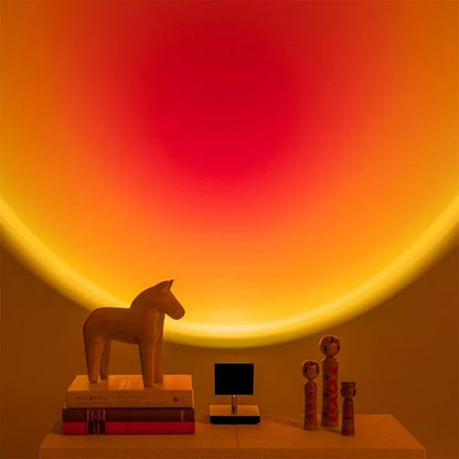 GlowBright - retro tafellamp met zonsondergangmotief