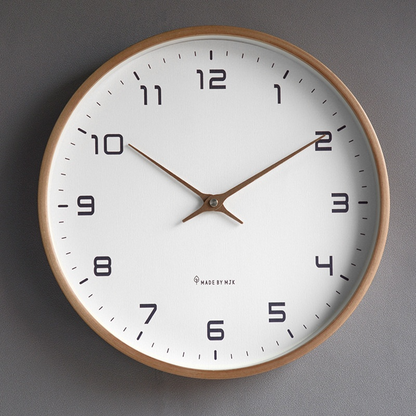 EleQuartz clock - ronde wandklok - noordse houten wandklok