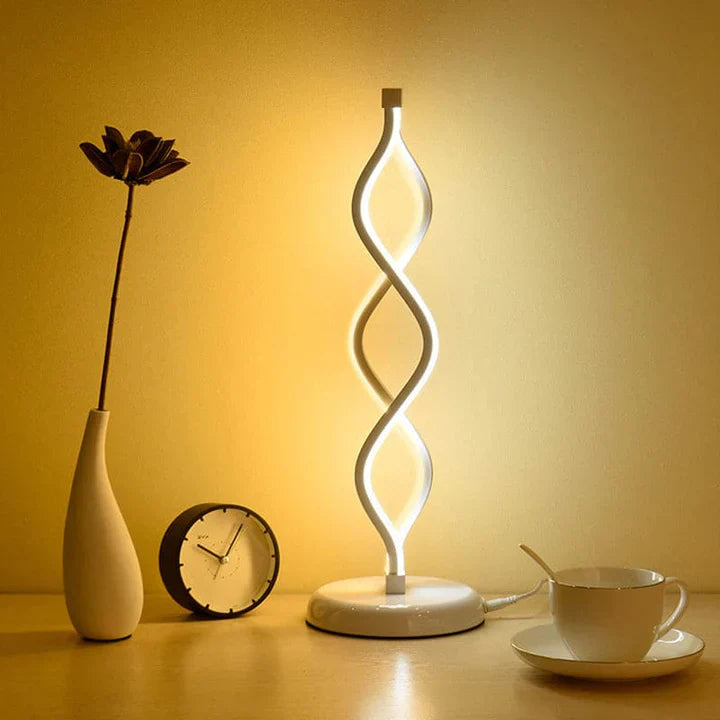 Lichte elegantie - witte spiraalvormige led-tafellamp