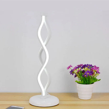 Lichte elegantie - witte spiraalvormige led-tafellamp
